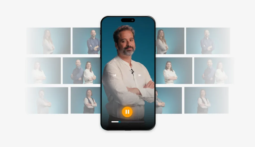 Clase magistral grabada reproducida en un teléfono móvil