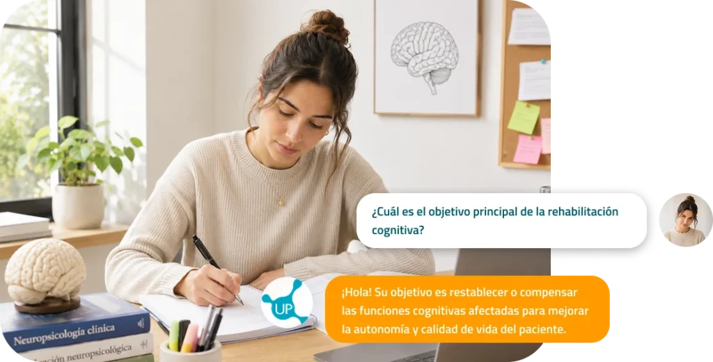 Alumna realizando las actividades prácticas de un curso de neuropsicología