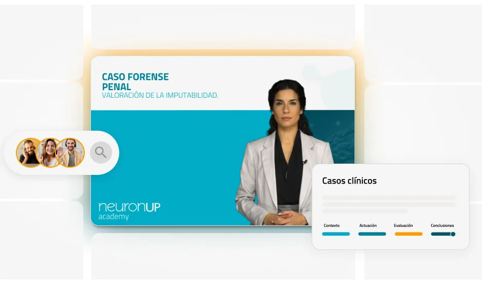 Interfaz de casos clínicos forenses del campus de NeuronUP Academy